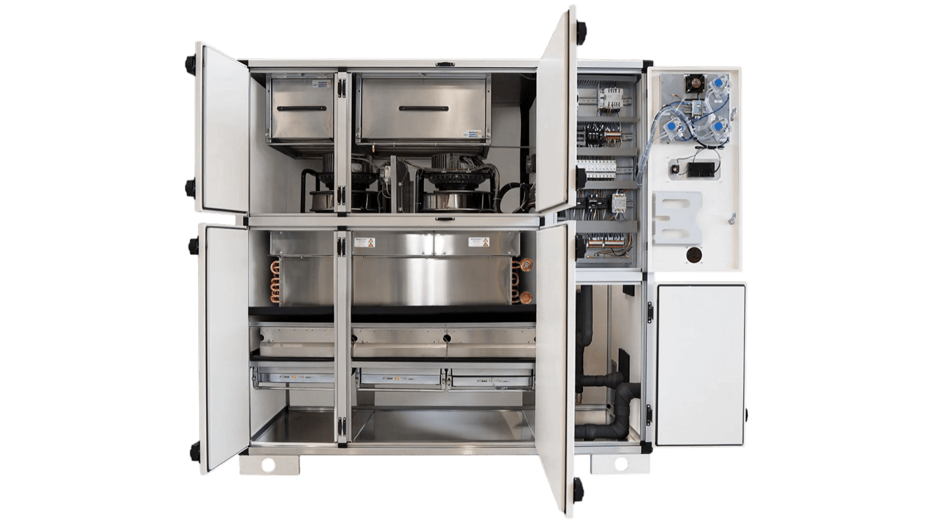 Air treatment cabinet, door, view, detail